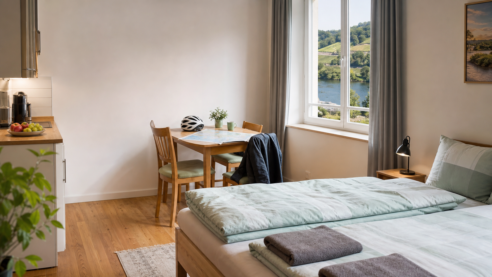 Helle Gästewohnung mit Blick in die Elbland-Region